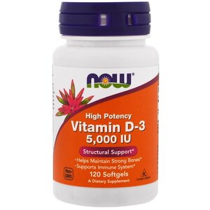 NOW Vitamin D-3 5000IU 120 капсул