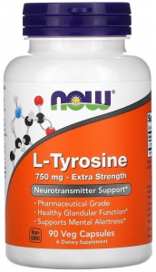 NOW L-Тирозин, L-Tyrosine 750 мг 90 капсул