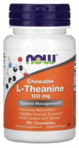 NOW Foods L-Theanine 100 мг 90 жевательных таблеток