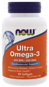 NOW Foods Ultra Omega-3 500 EPA  250 DHA 90 гел. капсул