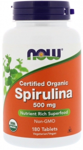  NOW Foods Spirulina Certified Organic 500 мг 100 таблеток